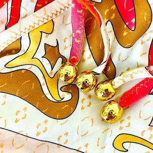 Pucci paisley triangle bikini top gold insignia.